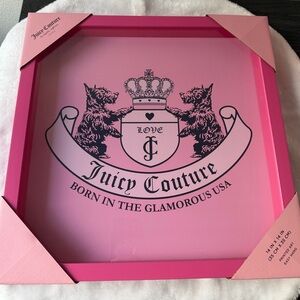 Juicy Couture pink Scottie dogs logo Decor Framed Wall A 14x14”